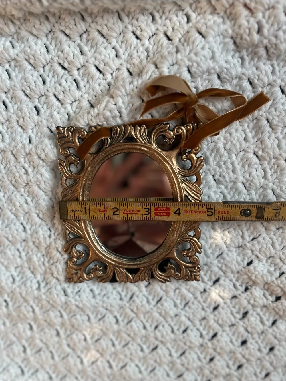 Ornate Small Decorative Mirror in Antique Gold